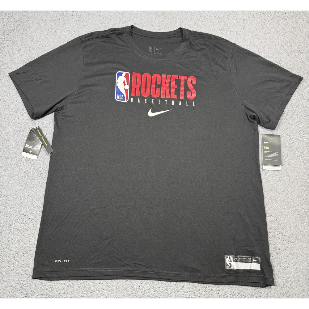 Nike Houston Rockets Shirt Mens 2XL Black NBA Basketball Dri Fit The Nike Tee